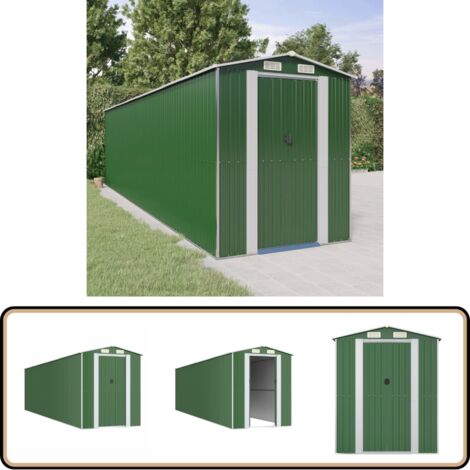 Geräteschuppen Grün 192x772x223 cm Verzinkter Stahl - Gartenschuppen - Gerätehaus - Werkzeuglager - Outdoor-Aufbewahrung - Gartenorganisation
