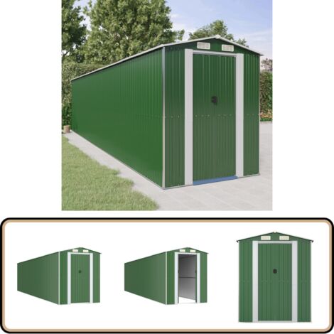 Geräteschuppen Grün 192x855x223 cm Verzinkter Stahl - Geräteschuppen - Gartenhaus - Werkzeuglager - Outdooraufbewahrung - Metallgartenmöbel