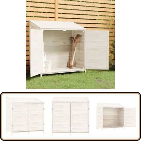 Geräteschuppen Weiß 102x52x112 cm Massivholz Tanne - Holz Gartenhaus - Holzshed - Gartenablage - Werkzeuglager - Outdoor Storage