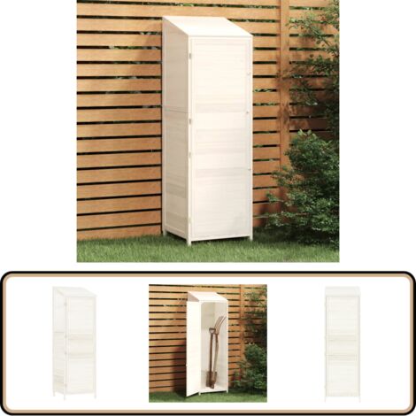 Geräteschuppen Weiß 55x52x174,5 cm Massivholz Tanne - Holz Gartenhaus - Holzhäuschen - Geräteschuppen - Werkzeuglager - Gartenabdeckungen