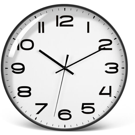 Geräuschlose 30-cm-Wanduhr – Umweltfreundliches Quarzwerk, schwarzer Rahmen und weißes Zifferblatt für Büro und Schlafzimmer, geruchsneutral und langlebig (ABS)