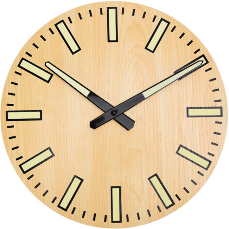 Geräuschlose, beleuchtete Wanduhr aus Holz mit Nachtlicht für Wohnzimmer, Büro, Schlafzimmer