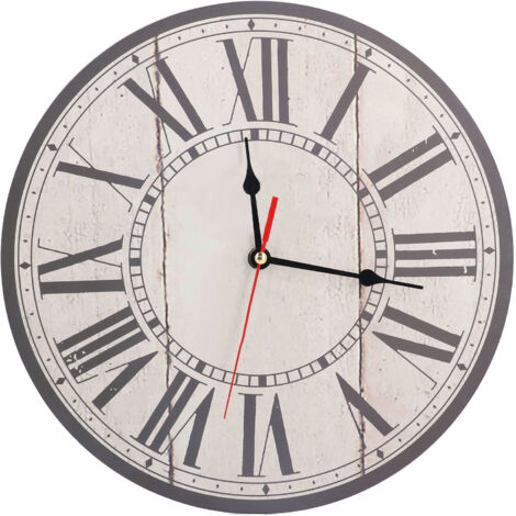 Geräuschlose Holzwanduhr im Vintage-Stil mit römischen Ziffern für Küche, Büro, Klassenzimmer