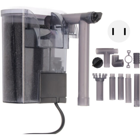 Geräuschloser, wandmontierter Aquarienfilter mit Sauerstoffanreicherung und Ölfilmentfernung – PVC 29 x 11 x 9 cm – 3 W – Durchflussrate 300 l/h