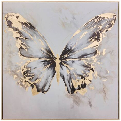 Gerahmtes gedrucktes Leinwandbild Hilo 60x60cm - Grau