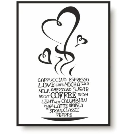 Gerahmtes Poster Bild Schwarz-Weiß für die Küchenwand Küchendeko