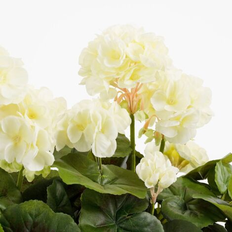 Geranio pvc blanco en jardinera para balcon 29x13x40cm