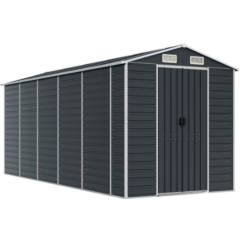 Vidaxl Gartenhaus Anthrazit 191x470x198 Cm Aus Verzinktem Stahl