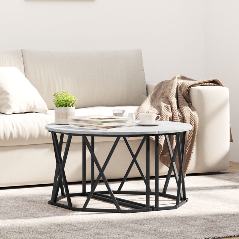 Vidaxl - Couchtisch Grau Sonoma 80 X 80 X 42 Cm Ingenieurholz Und Stahl