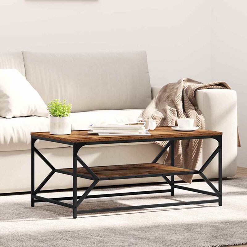 Vidaxl - Couchtisch Mit Regal Aus Altholz 90x50x40 Cm Holzwerkstoff