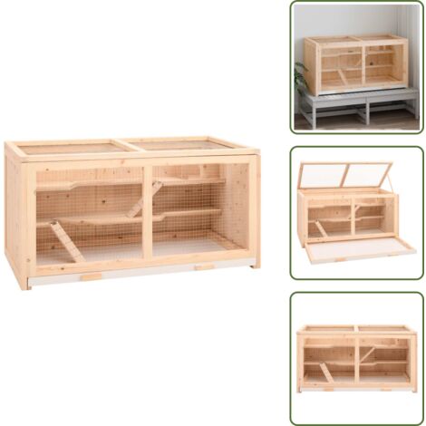 Gerbillo - vidaXL Gabbia per criceti 104x52x54 cm in legno massello di abete - Topi