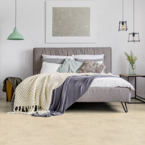 Gerflor – Dalle de sol PVC clipsable effet pierre beige – 1.98 m² – Résistant aux chocs et aux rayures – Compatible pièces humides
