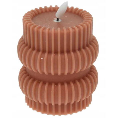 Gerippte LED-Kerze, 10 cm, dekorativ, mit realistischem Flammeneffekt