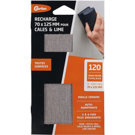 Gerlon Ricarica Abrasiva Super Resistant – Set di 3 maglie in ceramica – 70 125 mm, grana media (120), neutra