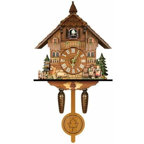 WENH German Black Forest Cuckoo Clock Retro Nordic Style Wooden Cuckoo Wall Clock - CM001