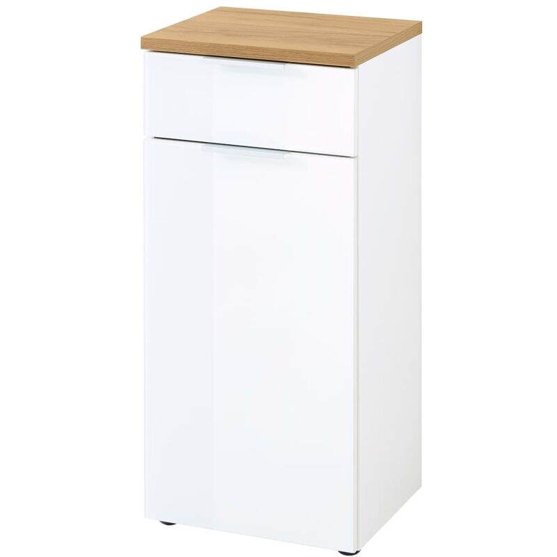 

Armario base para baño GW-Pescara blanco Navarra y roble - Blanco - Germania