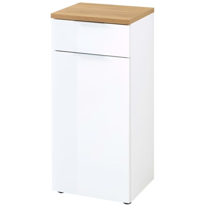 Germania - Meuble de rangement 1 porte et 1 tiroir blanc et chêne - pesky