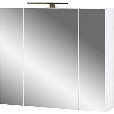 Germania Armoire Miroir 2754-84, en Blanc, avec Trois Portes Miroir et éclairage LED, 76 x 71x 23 cm (l/h/p)