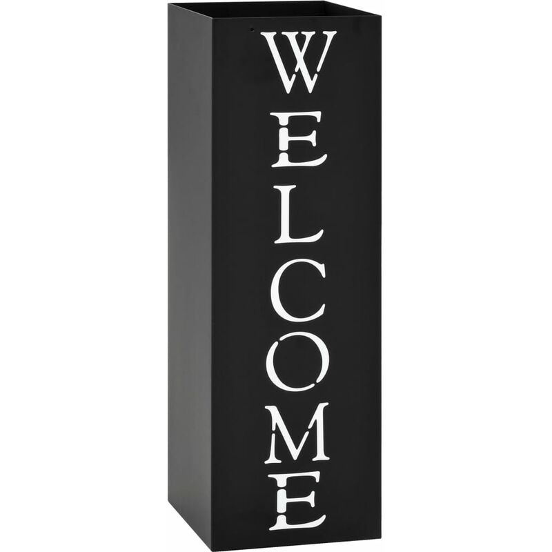 

vidaXL Paragüero Acero Diseño de Welcome Negro - Negro