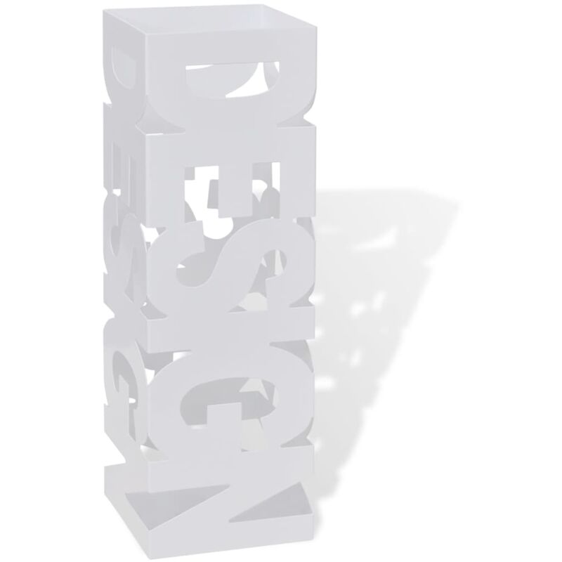 

vidaXL Paragüero Cuadrado Soporte para Bastones de Acero 48,5 cm Modelo 1 - Blanco
