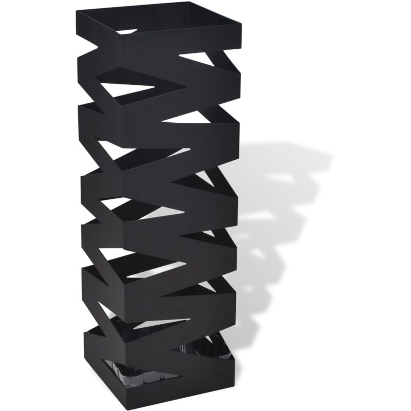 

vidaXL Paragüero Cuadrado Soporte para Bastones de Acero 48,5 cm Modelo 3 - Negro