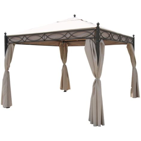 GERMEN - gazebo da giardino in acciaio completo di pareti laterali