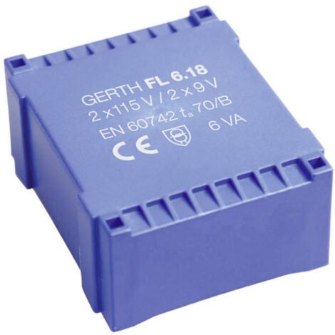 Gerth FL6.36 Trasformatore per PCB 2 x 115 V 2 x 18 V/AC 6 VA 166 mA