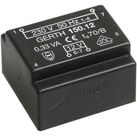 Gerth PT150601 Transformateur pour circuits imprimés 1 x 230 V 1 x 6 V/AC 0.35 VA 58 mA V056231