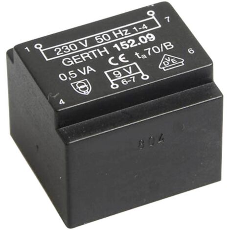 Gerth PT200901 Transformateur pour circuits imprimés 1 x 230 V 1 x 9 V/AC 0.50 VA 55 mA V056141