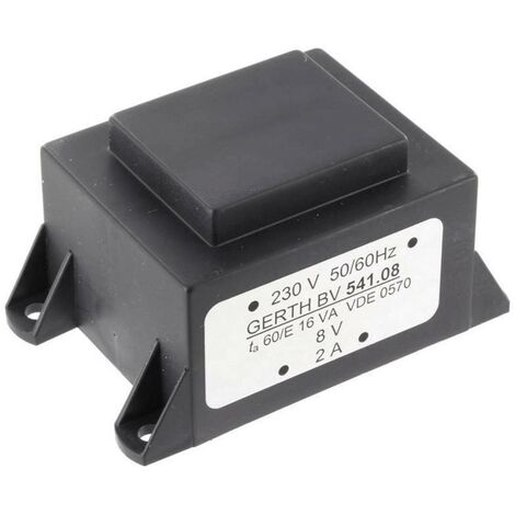 Gerth PTA540801 Transformateur pour circuits imprimés 1 x 230 V 1 x 8 V/AC 16 VA 2000 mA V050861