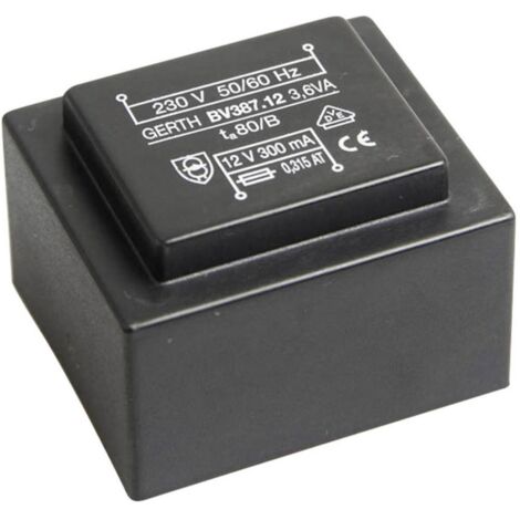 Gerth PTG381202 Transformateur pour circuits imprimés 1 x 230 V 2 x 6 V/AC 3.60 VA 300 mA V056661