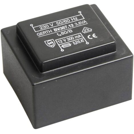 Gerth PTG383002 Transformateur pour circuits imprimés 1 x 230 V 2 x 15 V/AC 3.60 VA 120 mA V056031