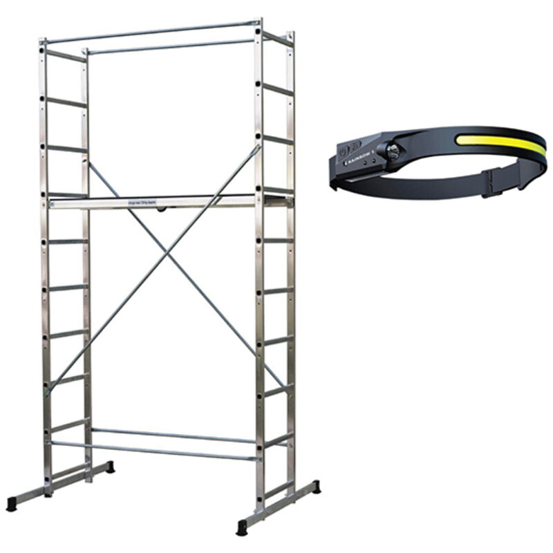 Image of Gerüst für den Hausgebrauch : 3.78m maxi. Arbeitshöhe + Stirnlampe - 203702-LAMPE