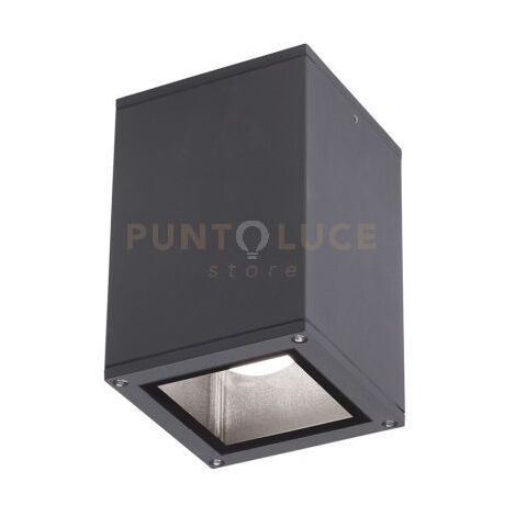 GES1010- PLAFONIERA QUADRATA IN ALLUMINIO COLORE GRIGIO ANTRACITE 1 LUCE ATTCCO E27 IP65