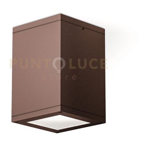 GES1012- PLAFONIERA QUADRATA IN ALLUMINIO COLORE RUGGINE 1 LUCE ATTCCO E27 IP65