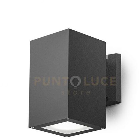 GES1013- APPLIQUE QUADRATA IN ALLUMINIO COLORE GRIGIO ANTRACITE 1 LUCE ATTCCO E27 IP65
