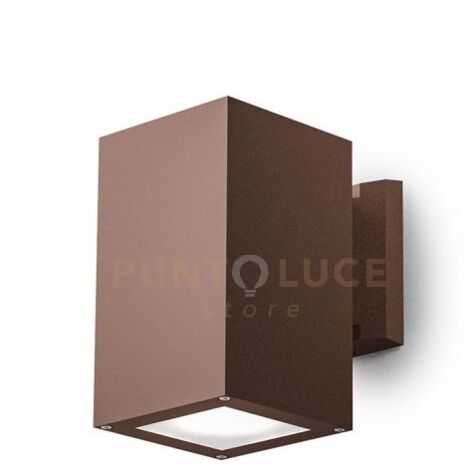 GES1013- APPLIQUE QUADRATA IN ALLUMINIO COLORE RUGGINE 1 LUCE ATTCCO E27 IP65