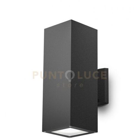 GES1016- APPLIQUE RETTANGOLARE IN ALLUMINIO COLORE GRIGIO ANTRACITE 2 LUCI ATTCCO E27 IP65