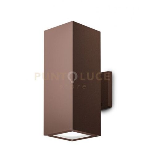 GES1018- APPLIQUE RETTANGOLARE IN ALLUMINIO COLORE RUGGINE 2 LUCI ATTCCO E27 IP65
