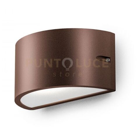 GES1052- APPLIQUE DOPPIA EMISSIONE 1 LUCE ATTACCO E27 COLORE MARRONE IN ALLUMINIO IP54