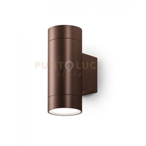 GES1067- APPLIQUE 1 LUCE ATTCACO GU10 COLORE MARRONE IN ALLUMINIO IP54 H.16CM