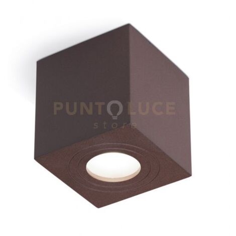 GES1072- PLAFONIERA ALLUMINIO  MARRONE 1 LUCE ATTACCO GU10 9X9CM
