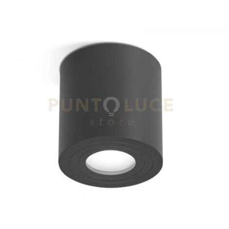 GES1074- PLAFONIERA ALLUMINIO GRIGIO ANTRACITE TONDA 1 LUCE ATTACCO GU10 D.9CM