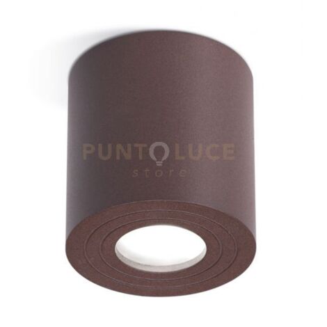 GES1075- PLAFONIERA ALLUMINIO MARRONE TONDA 1 LUCE ATTACCO GU10 D.9CM