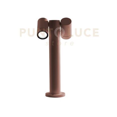 GES1112- PALETTO IN ALLUMINIO 2 LUCI ATTACCO GU10 MARRONE IP65 H.45CM ORIENTABILE