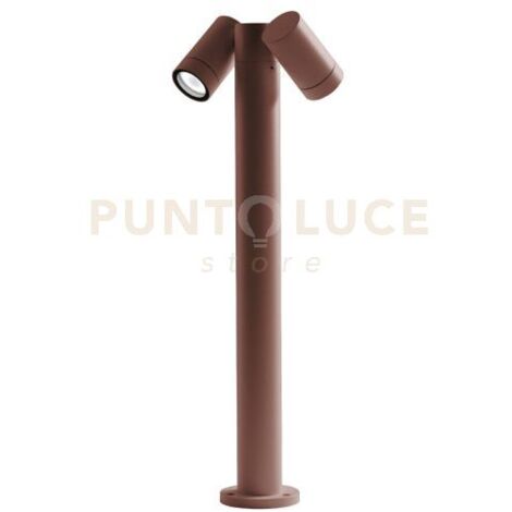 GES1113- PALETTO IN ALLUMINIO 2 LUCI ATTACCO GU10 MARRONE IP65 H.70CM ORIENTABILE