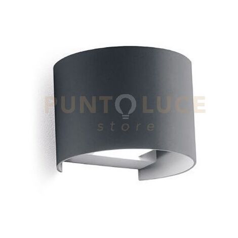 GES876N- APPLIQUE IN ALLUMINIO E VETRO COLORE ANTRACITE LED 4000K 1000LM 2X10W BIEMISSIONE 14CM