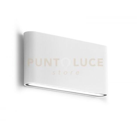 GES880C- APPLIQUE  BIANCA A LED 3000K 650LM 2X6W BIEMISSIONE  IP54 ALLUMINIO E VETRO 17,5CM