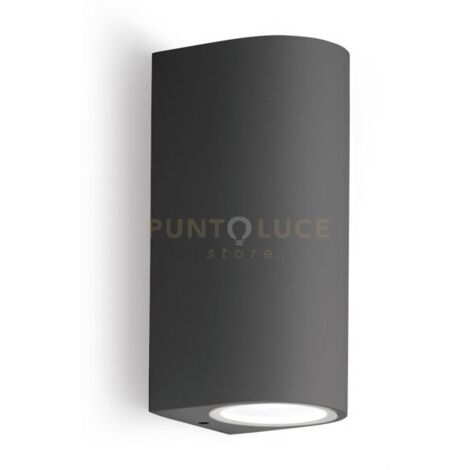 GES904- APPLIQUE GRIGIO ANTRACITE 2 LUCI ATTACCO GU10 IP44 6,8X16CM