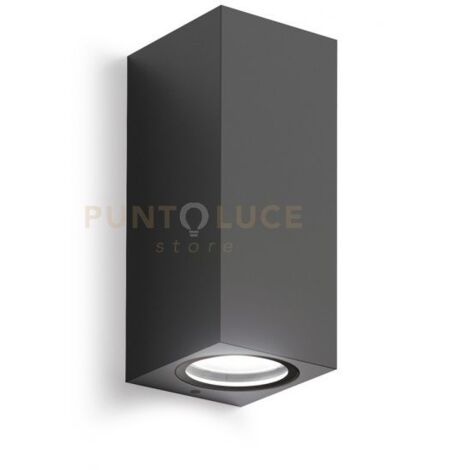 GES914- APPLIQUE GRIGIO ANTRACITE 2 LUCI ATTACCO GU10 IP44 6,8X16CM QUADRATO
